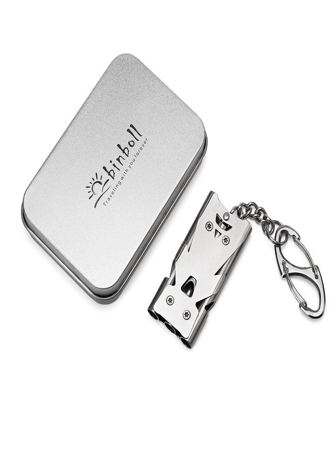 Binboll Stainless Steel High Decibel Outdoor Life-Saving Emergency Whistle(Three Tubes Whistle~Sliver) - Image 1