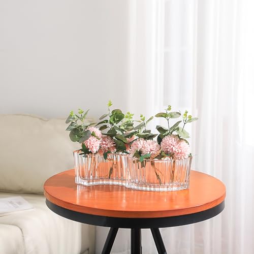 MCMCNCUIU Crystal Vases for Centerpieces, Flower Vases for Wedding Centerpieces, Clear Glass Vase for Flowers, Curve Small Vase for Living Room, Bedroom, Kitchen, Dining Table, Set of 2 - Image 4