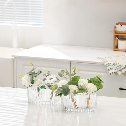 MCMCNCUIU Crystal Vases for Centerpieces, Flower Vases for Wedding Centerpieces, Clear Glass Vase for Flowers, Curve Small Vase for Living Room, Bedroom, Kitchen, Dining Table, Set of 2 - Image 3