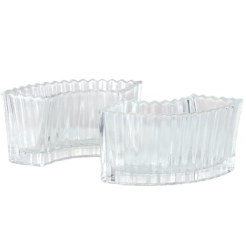 MCMCNCUIU Crystal Vases for Centerpieces, Flower Vases for Wedding Centerpieces, Clear Glass Vase for Flowers, Curve Small Vase for Living Room, Bedroom, Kitchen, Dining Table, Set of 2 - Image 1