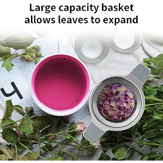 Ohtomber Tea Infuser Strainers Stainless Steel Loose Leaf Tea Strainer Stepper With Heat Proof Double Handles Extra Fine Mesh Ball Infusers Diffuser Holder Filter For Mugs - Image 5