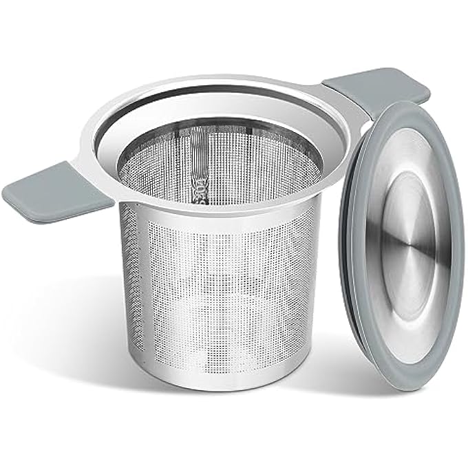 Ohtomber Tea Infuser Strainers Stainless Steel Loose Leaf Tea Strainer Stepper With Heat Proof Double Handles Extra Fine Mesh Ball Infusers Diffuser Holder Filter For Mugs - Image 1