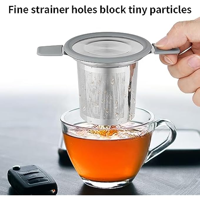 Ohtomber Tea Infuser Strainers Stainless Steel Loose Leaf Tea Strainer Stepper With Heat Proof Double Handles Extra Fine Mesh Ball Infusers Diffuser Holder Filter For Mugs - Image 4