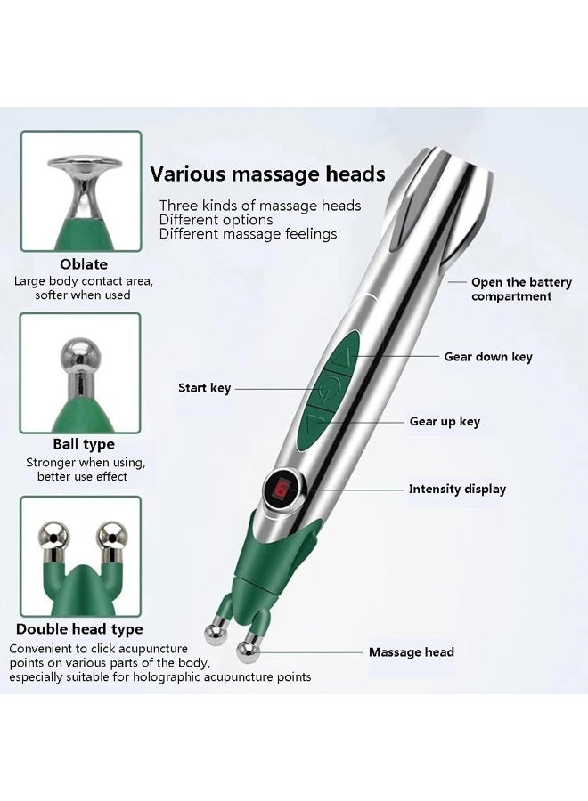 قلم الوخز بالإبر الإلكتروني 3 في 1، أدوات قلم التدليك متعددة الوظائف، قلم الوخز بالإبر الإلكتروني لعلاج الألم، أدوات تخفيف الألم بقلم الطاقة القوي، 2 بطارية AA (غير مدرجة) - Image 5