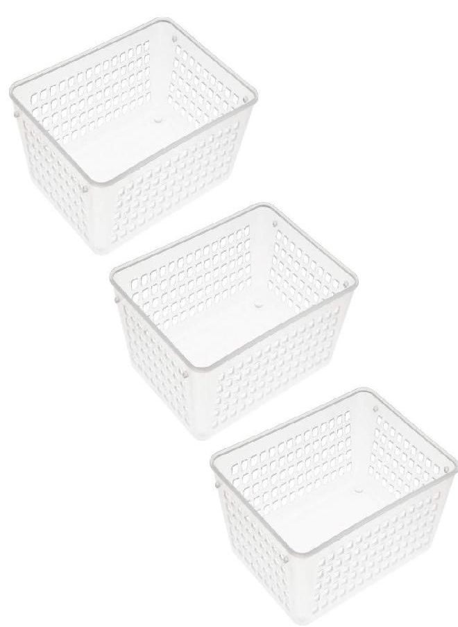 YBM HOME YBM Home 3-Pack Small Plastic Storage Baskets for Home Junk Drawers and Office Desktop Drawers Organization - Functional Trays for Kitchen, Bedroom, and Bathroom, Clear  - Image 1