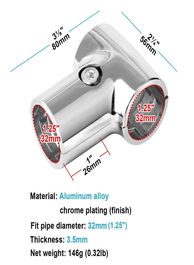 eoere 6 Sets T Pipe Clamp Connector, Fits 1-1/4"(1.25" OD) Round Tube Frame, Handrail Structural Pipe Fitting, Aluminum Alloy - Image 2