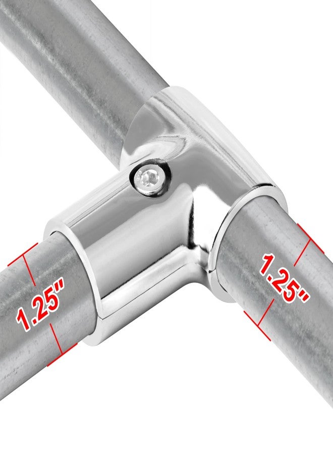 eoere 6 Sets T Pipe Clamp Connector, Fits 1-1/4"(1.25" OD) Round Tube Frame, Handrail Structural Pipe Fitting, Aluminum Alloy - Image 3