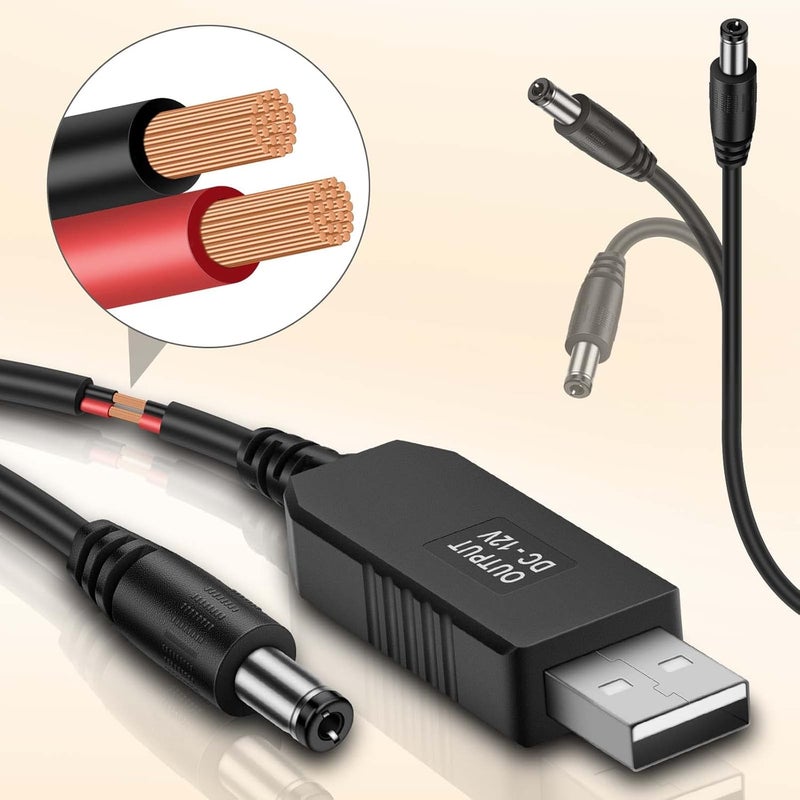 محول رفع الجهد من iGreely USB - من 5 فولت تيار مستمر إلى 12 فولت، كابل بطول 3 أقدام مع مقبس تيار مستمر 5.5 × 2.5 مم أو 5.5 × 2.1 مم - Image 4