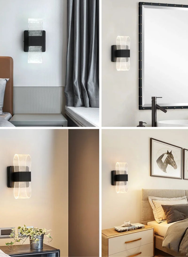 LED Modern Wall Light for Bedroom Basic 10W Acrylic Dimmable Black Wall Lamp with Light Guide Plate for Living Room, Hall, Bedroom, and Stairs - Image 2