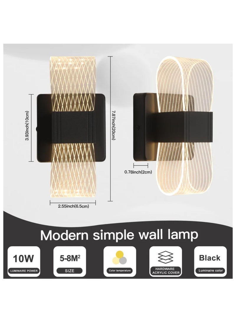 LED Modern Wall Light for Bedroom Basic 10W Acrylic Dimmable Black Wall Lamp with Light Guide Plate for Living Room, Hall, Bedroom, and Stairs - Image 5