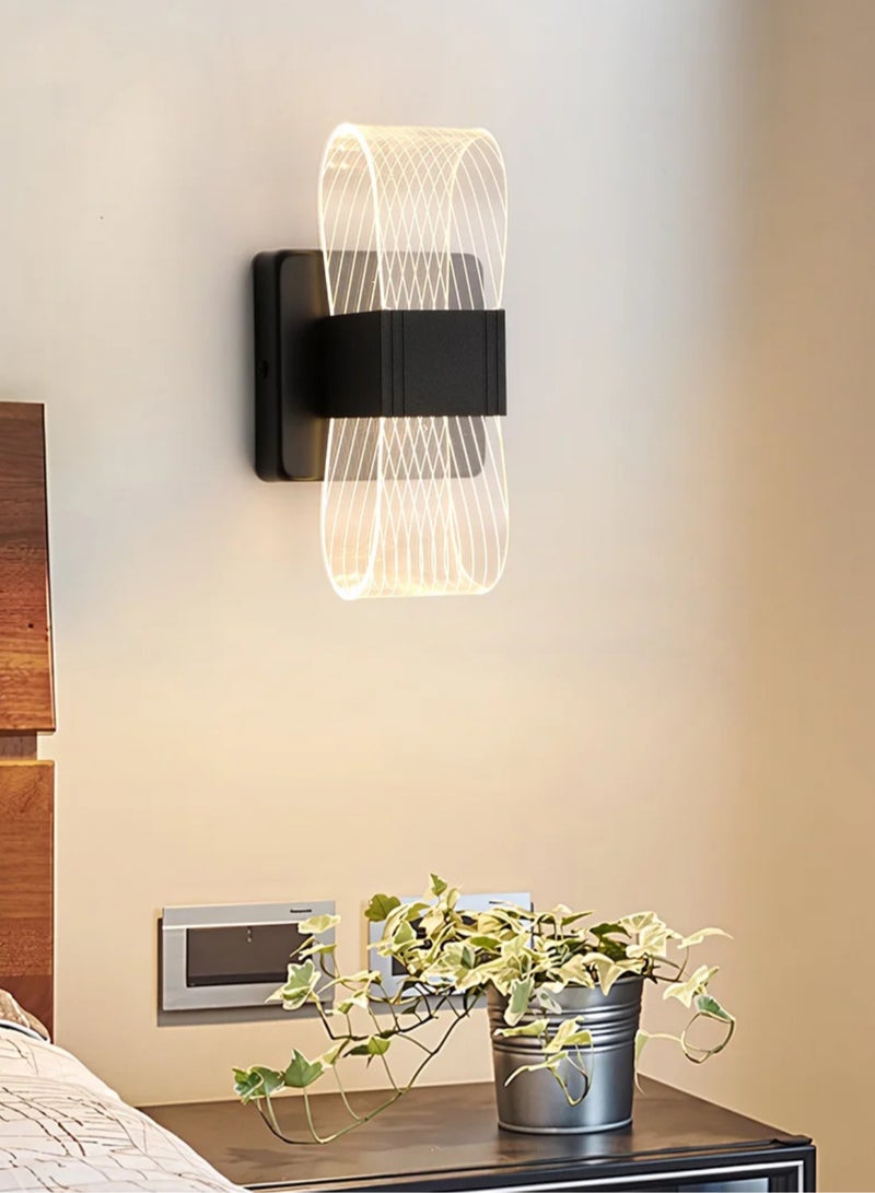 LED Modern Wall Light for Bedroom Basic 10W Acrylic Dimmable Black Wall Lamp with Light Guide Plate for Living Room, Hall, Bedroom, and Stairs - Image 3