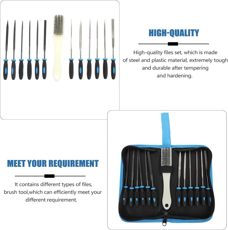 Adorainbow 13pcs Steel File Set with Cleaning Brush, Household Wood Carving and Metal Polishing Files for Woodworking, Stone Shaping, Deburring, and Crafting Tools Kit - Image 3