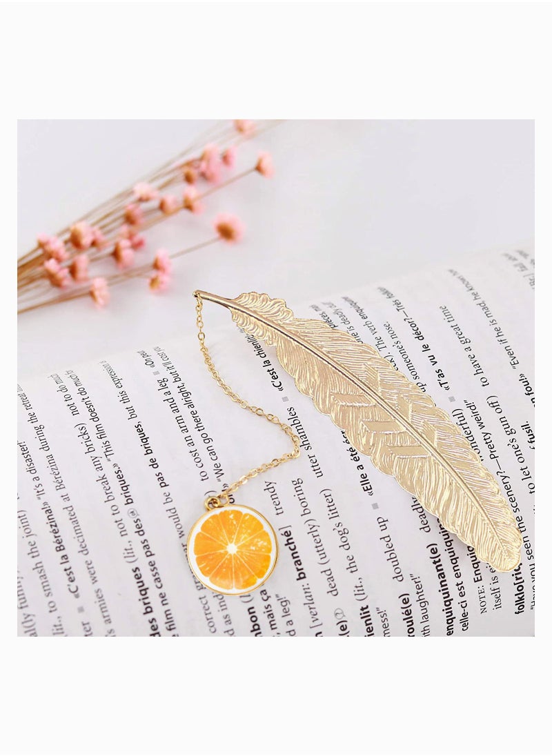 SYOSI - Bookmarks, Metal Feather Pendant Bookmarks, 2 Pack Handmade Metal Feather Book Markers Gifts for Men, Women, Kids, Teens Boys Girls and Readers - Image 1