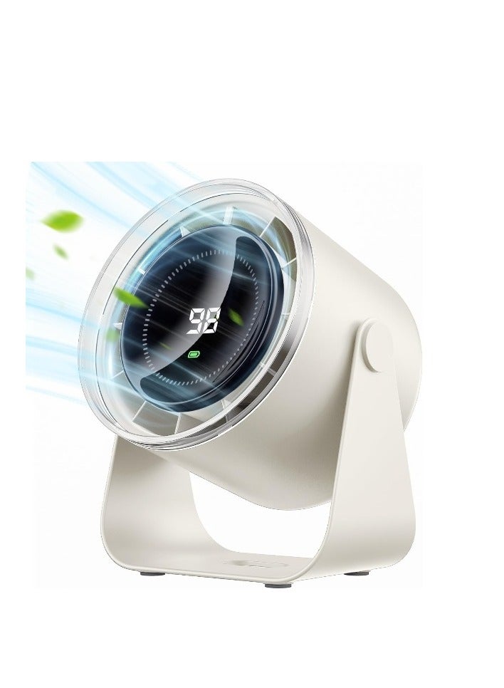 Ultra-Quiet Rechargeable Desk Fan 100 Speeds, Digital Display, 115° Tilt | Portable & Stylish for Office, Home, Bedroom, Kitchen, Travel & Outdoor Use  - Image 1