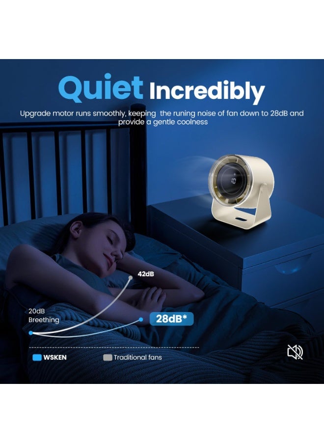 Ultra-Quiet Rechargeable Desk Fan 100 Speeds, Digital Display, 115° Tilt | Portable & Stylish for Office, Home, Bedroom, Kitchen, Travel & Outdoor Use  - Image 4