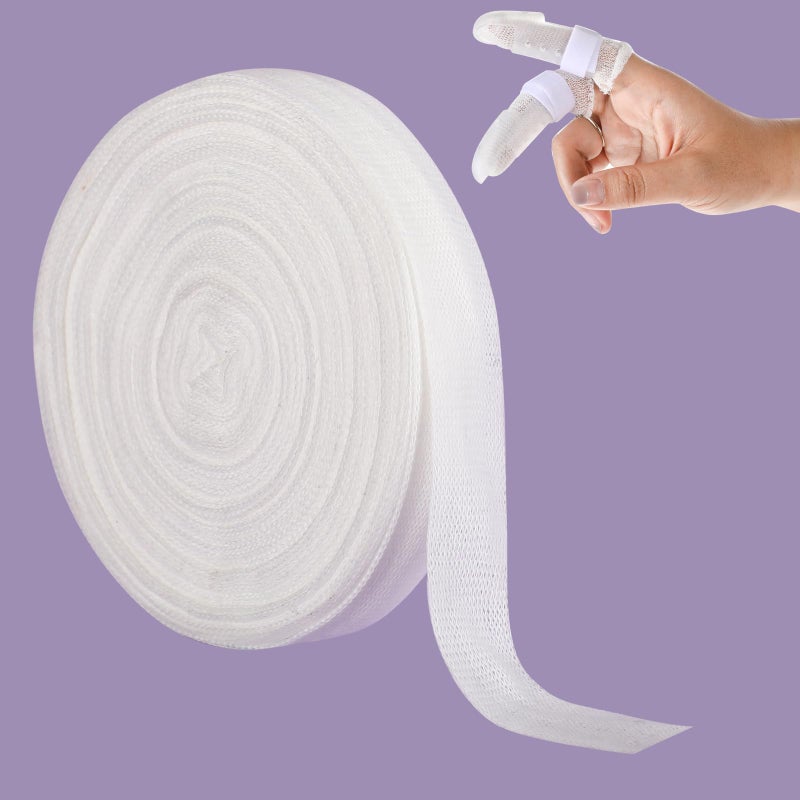 ILSSLI Finger Tubular Bandage, Net Wound Dressing Stretch Tubing Gauze Dressing Retainer Breathable Thumb Toe Covers for Wounds Finger Applicator and Splint, 1.5CM X 20M - Image 1