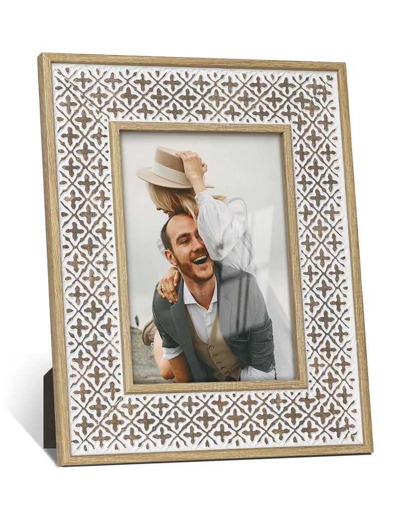 إطار صور سونيفري 5x7 إطار صور بوهيمي ديكور مغربي إطار صور متآكل 5 x 7 نمط للمكتب والجدار هدية للنساء والأمهات والجدات والعائلة والأصدقاء