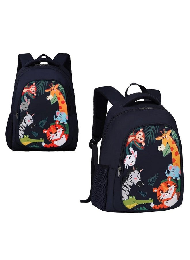 Frantic Waterproof Polyester 26 L 2 Compartment School Backpack with Pencil/Staionery Pouch School Bag Daypack Picnic Bag For School Going Boys & Girls (Bk_Blue_Animals_24_A) - Image 3