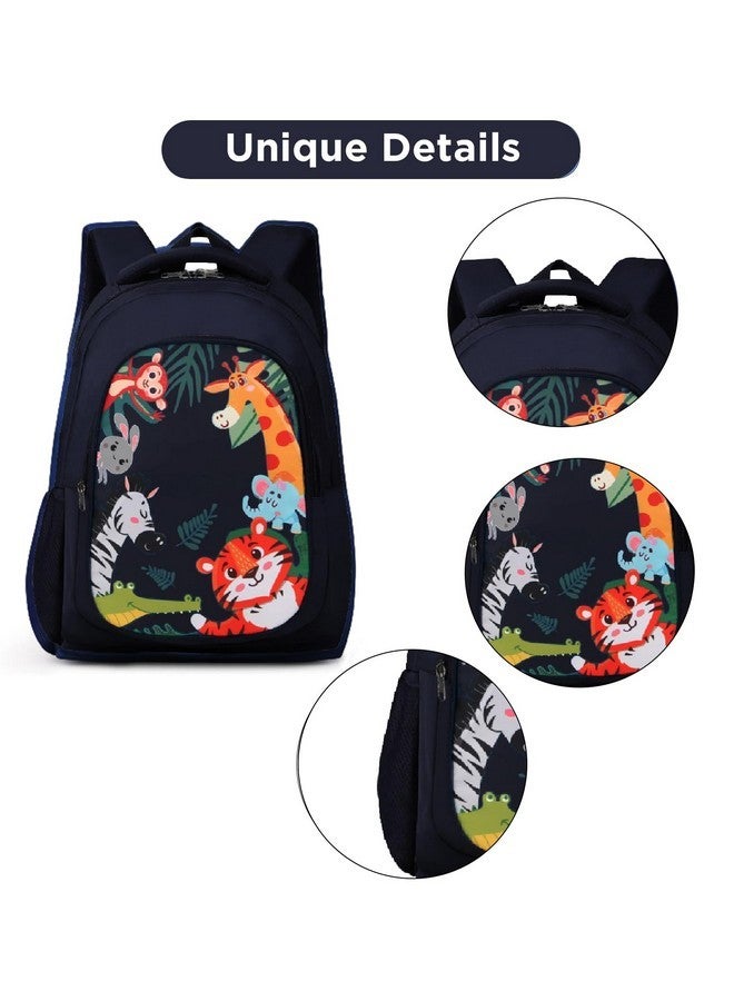 Frantic Waterproof Polyester 26 L 2 Compartment School Backpack with Pencil/Staionery Pouch School Bag Daypack Picnic Bag For School Going Boys & Girls (Bk_Blue_Animals_24_A) - Image 4