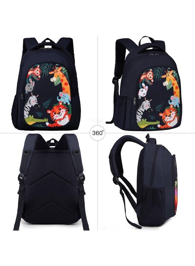 Frantic Waterproof Polyester 26 L 2 Compartment School Backpack with Pencil/Staionery Pouch School Bag Daypack Picnic Bag For School Going Boys & Girls (Bk_Blue_Animals_24_A) - Image 5