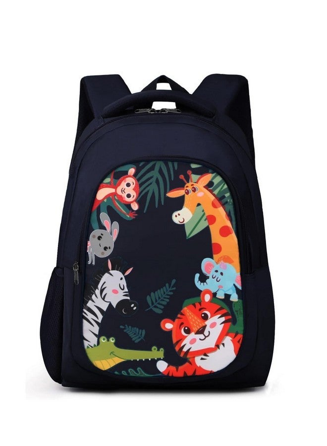 Frantic Waterproof Polyester 26 L 2 Compartment School Backpack with Pencil/Staionery Pouch School Bag Daypack Picnic Bag For School Going Boys & Girls (Bk_Blue_Animals_24_A) - Image 1
