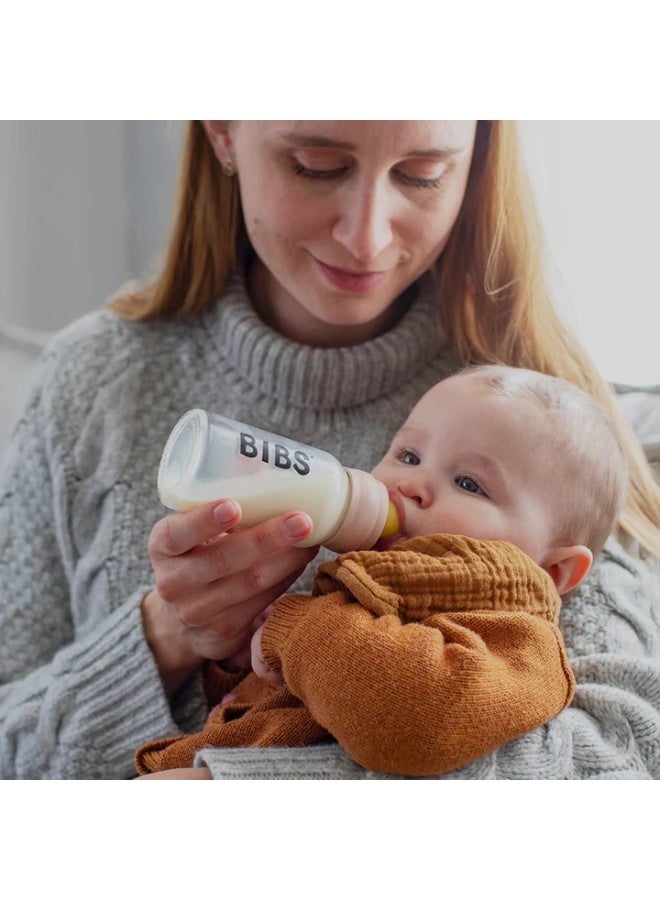 بيبس زجاجة رضاعة زجاجية دائرية للأطفال من BIBS مصنوعة من اللاتكس، عبوة واحدة، سعة 120 مل، تدفق بطيء، لون عاجي - Image 5
