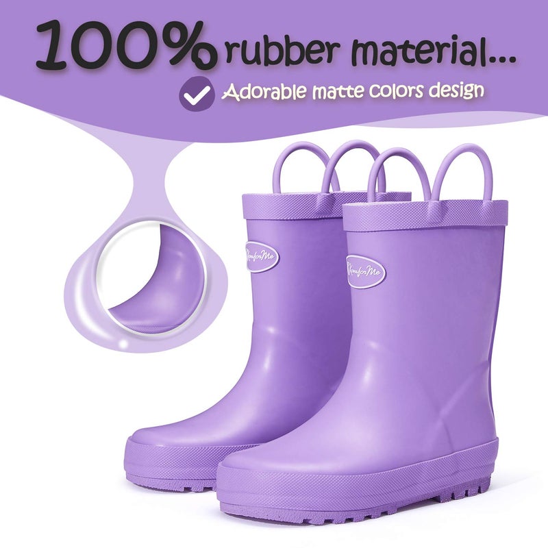 K KomForme KomForme Kids Rain Boots, Waterproof Rubber Matte Boots with Reflective Stripes and Easy-on Handles Light Purple, 4 Big Kid - Image 3