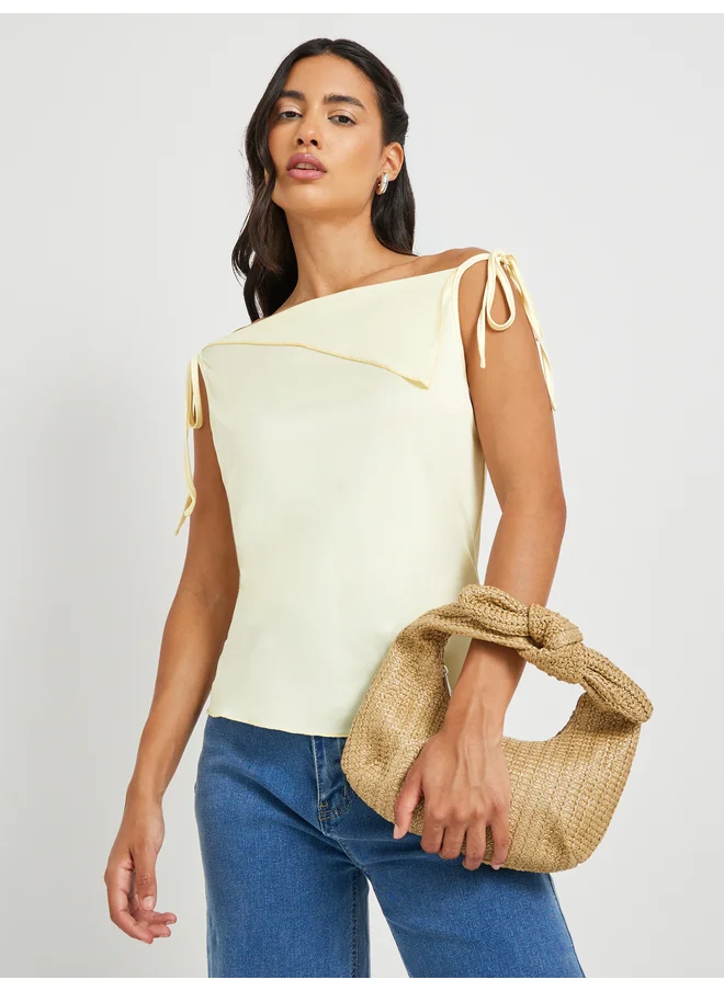 تايك تو Take Two Solid Off-Shoulder Regular Fit Blouse