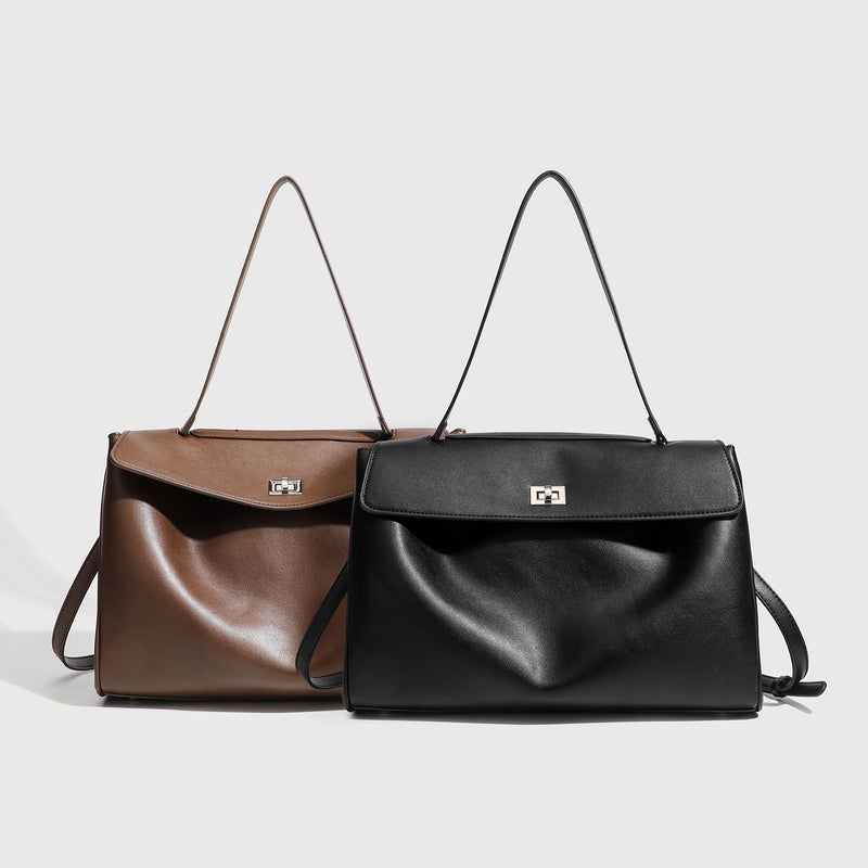 2025 Fashion New Handbag Shoulder Crossbody Bag Soft Leather Niche Design Handsome Commuter Tote Bag For Women - Image 2
