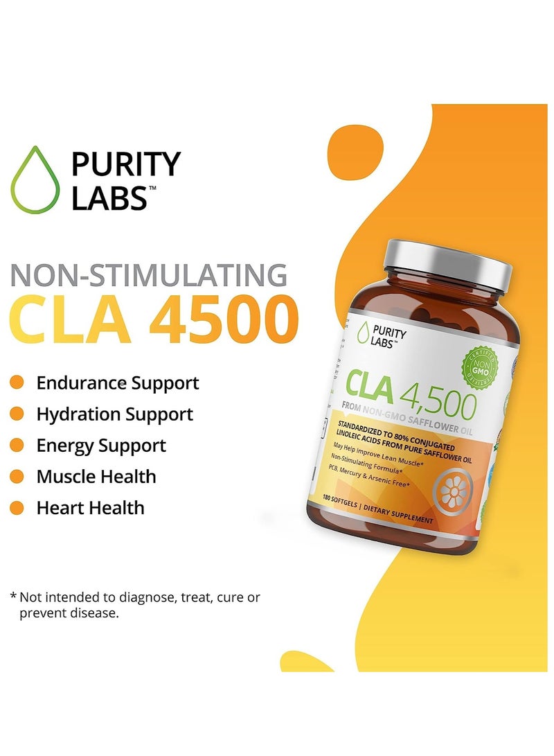 Purity Labs Cla 4500Mg - Non-Gmo Safflower Oil - Supports Energy, Heart Health, And Muscle Health - 180 Soft Gels  - Image 3