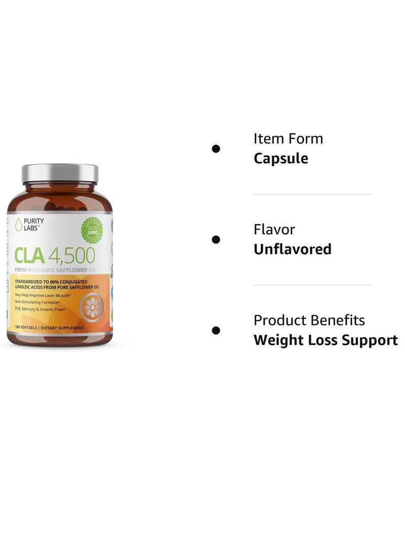 Purity Labs Cla 4500Mg - Non-Gmo Safflower Oil - Supports Energy, Heart Health, And Muscle Health - 180 Soft Gels  - Image 4