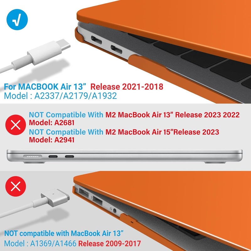 I Benzer Compatible with New MacBook Air 13 inch Case 2022 2021 2020 M1 A2337 A2179 A1932, Plastic Hard Shell Case with Keyboard Cover for Mac Retina Display with Touch ID, Orange, MMA-T13OR+1 - Image 4