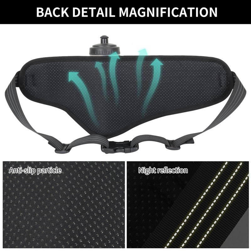 Hands Free Dog Leash Dark Grey Shock Absorbing Bungee Leash Double Bungees - Wear-resistant Water Resistant Fabric Night Reflective Design Large Capacity Waist Pack for Hiking and Running - Image 4