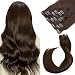 Ubetta Clip in Hair Extensions, Dark Brown Remy Human Hair Extensions Clip in 7 Pieces 70g Silky Straight Double Weft Real Hair Extensions 15 Inch Clip on for Women - Image 2