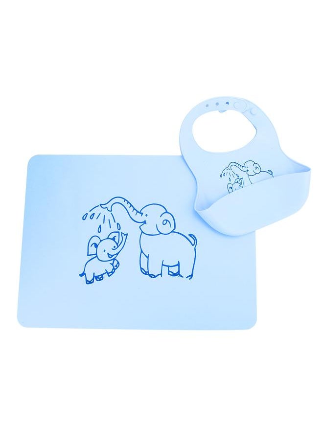 زد Foldable Baby Silicone Bib Waterproof Heat Insulation Infant Burp Cloth Placemat SetBlue Bib  - Image 2