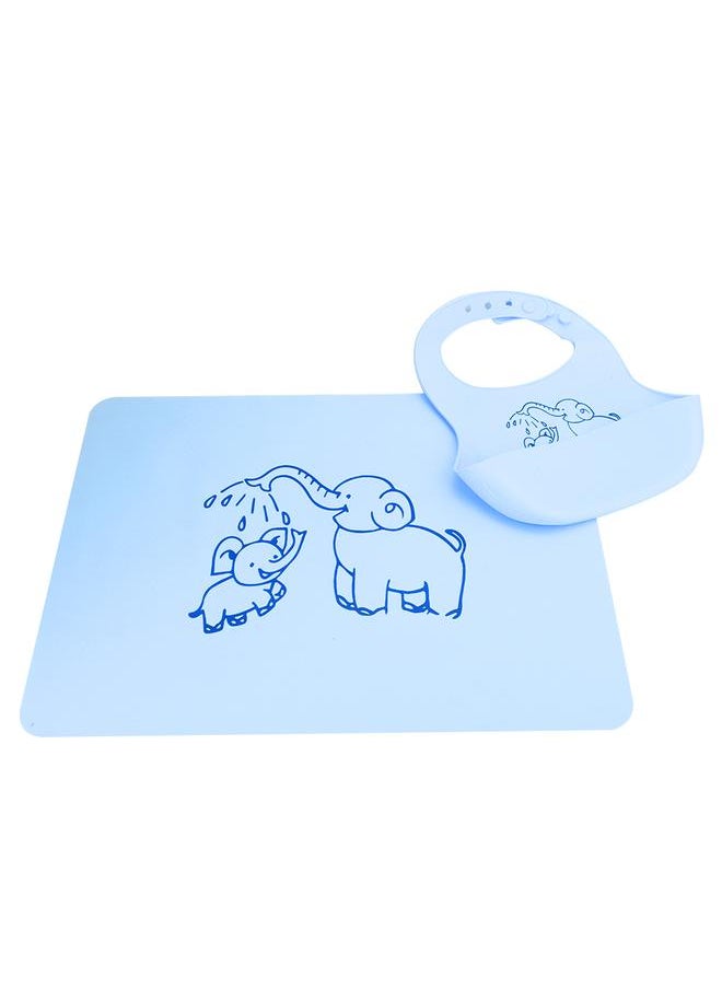 زد Foldable Baby Silicone Bib Waterproof Heat Insulation Infant Burp Cloth Placemat SetBlue Bib  - Image 3
