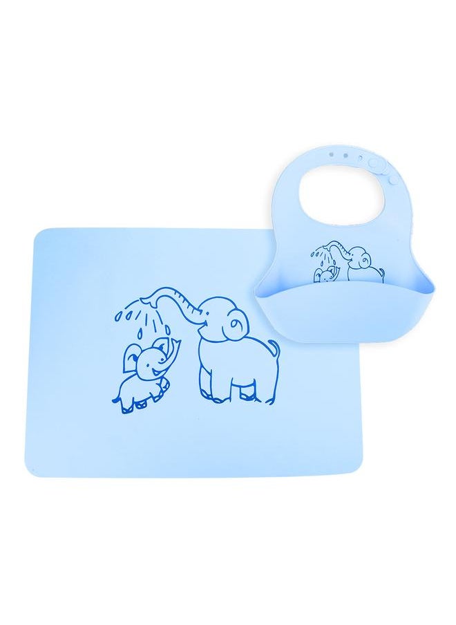 زد Foldable Baby Silicone Bib Waterproof Heat Insulation Infant Burp Cloth Placemat SetBlue Bib  - Image 1