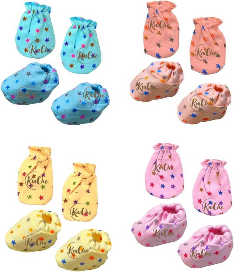 KmCho New Born Baby Jhabla, Nappy, Mittens Cap Hosiery Cloth Set 28 – Soft & Gentle Cotton Essentials for Your Little One, Multicolour, Standard - Image 5