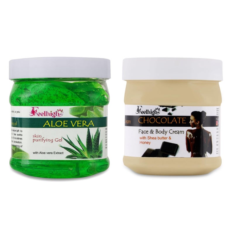 FEELHIGH ALOEVERA GEL 500GM CREAM 500GM FACE BODY CARE SKIN CARE PRODUCTS ALOEGELCHOCOLATE CREAM - Image 1
