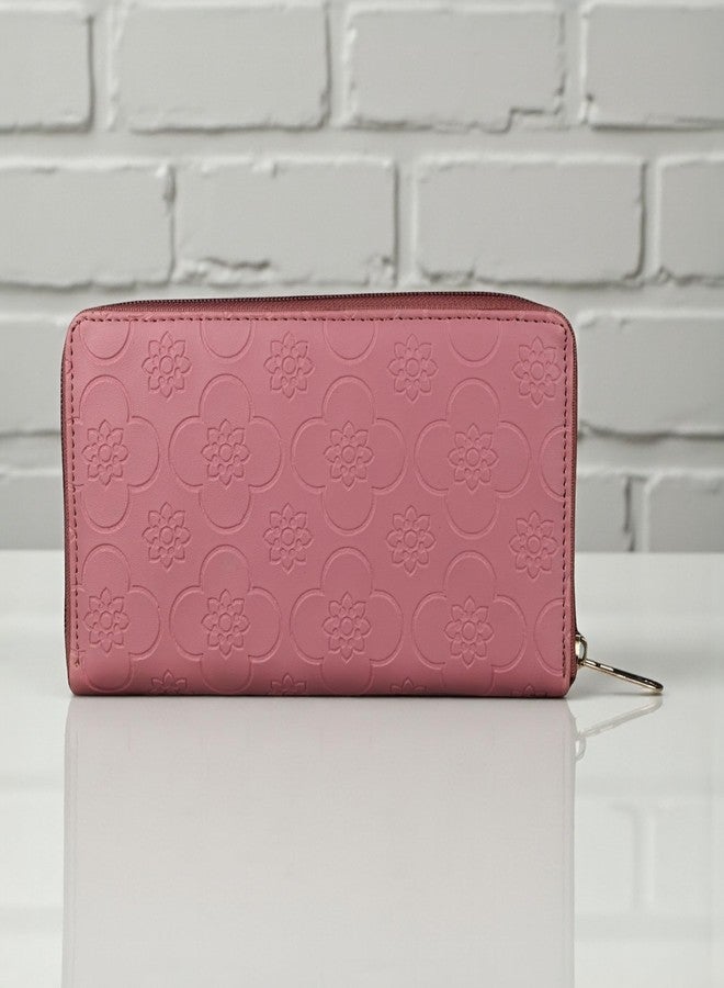 ALSU Women’s Premium Textured Vegan Leather Wallet Peach | Trendy Zip-Around Purse with 8 Card Slots, Multiple Compartments & Coin Pocket | Stylish, Durable & Cruelty-Free (jln-17pch) - Image 4