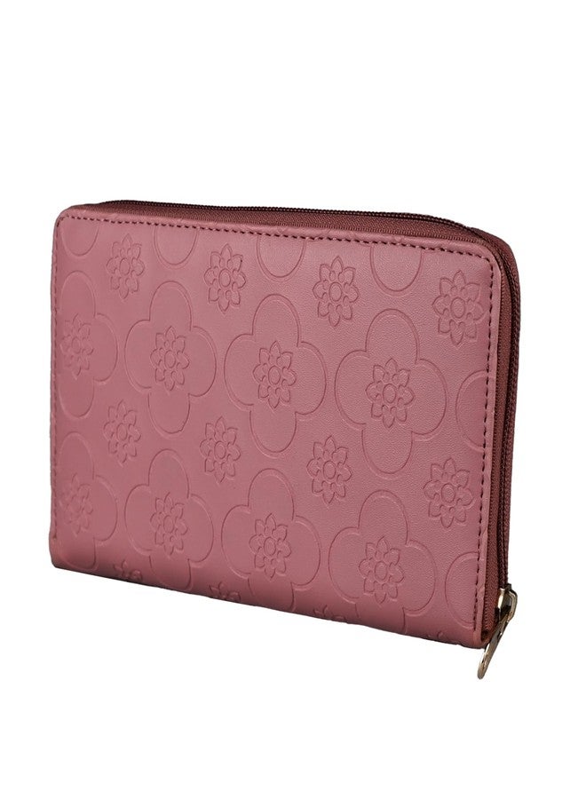 ALSU Women’s Premium Textured Vegan Leather Wallet Peach | Trendy Zip-Around Purse with 8 Card Slots, Multiple Compartments & Coin Pocket | Stylish, Durable & Cruelty-Free (jln-17pch) - Image 1