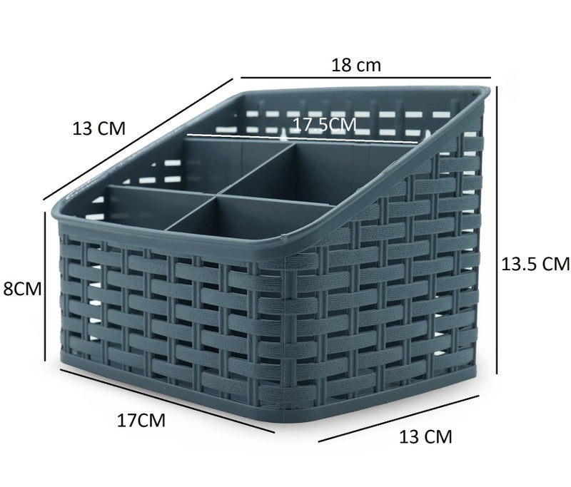 PUTHAK MH9001, 5 Compartments Plastic Multipurpose Plastic Kitchen Utensil Holder, Spoon, Knife Stand Organiser - Image 3