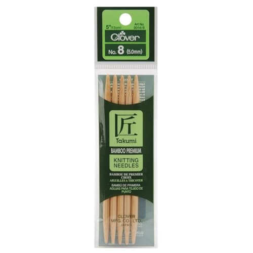 Clover Takumi Bamboo Double Point Knitting Needles 5 5/Pkg-Size 8/5mm - Image 1