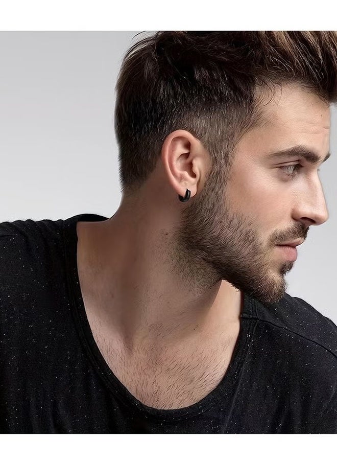 Happy D 12 Pairs Stainless Steel Earrings Men Cubic Zirconia Fashion Black Earrings Set For Women Girls Stud Earrings - Image 3