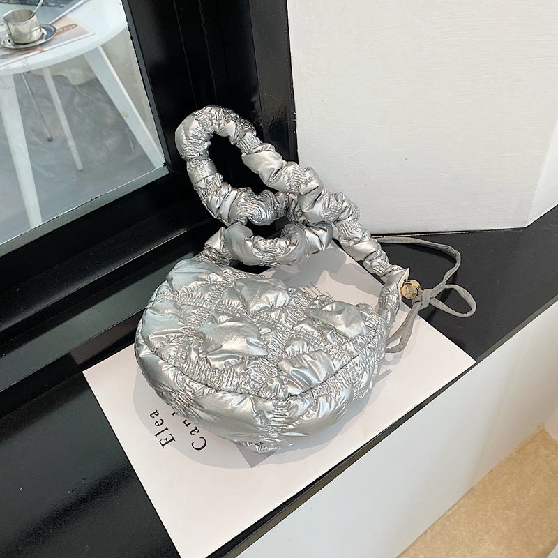 Korean Style Pleated Cloud Bag Small Bag Bags New Niche High-Grade Bright Face Bubble Dumpling Bag Underarm Shoulder Bag - Image 5