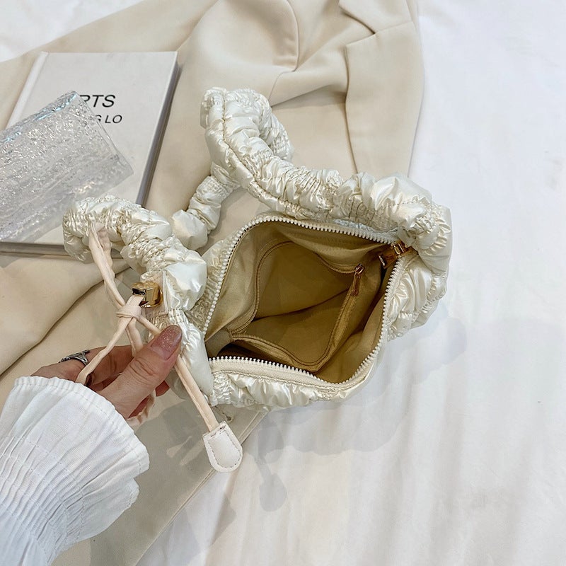 Korean Style Pleated Cloud Bag Small Bag Bags New Niche High-Grade Bright Face Bubble Dumpling Bag Underarm Shoulder Bag - Image 4