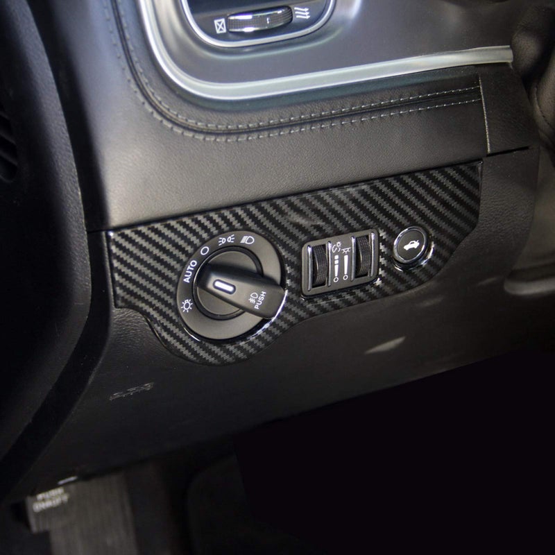 Carbon Fiber Headlight Switch Button Panel Sticker Trim for Dodge Charger 2011 Chrysler 300 20152021