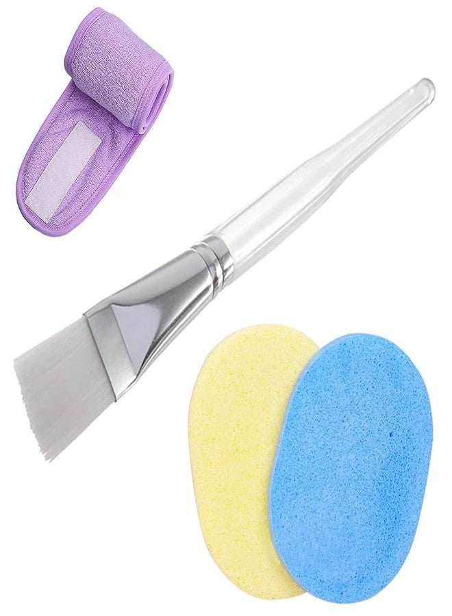 CRIYALE Face Pack Brush and Face Cleaning Sponge With Headband Combo Cosmetic Puff Face Care Cleansing Makeup Remover Brush for Men and Women (Brush, Belt and 2 Sponge)(Multi-Color) - Image 1