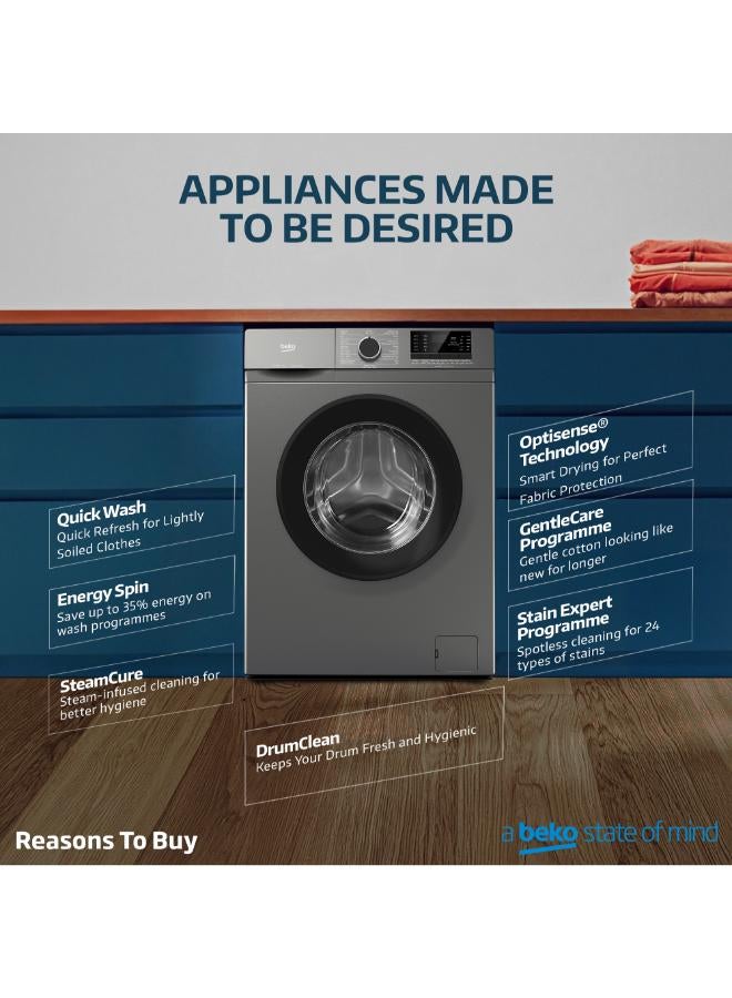 Beko 6 kg Front Load Washing Machine, 1000 RPM, 15 Programmes, Low Noise, Quick wash 14 Minutes, Steam Wash, Digital Display, DrumClean Function - 6 kg WCV612UMG Silver - Image 5