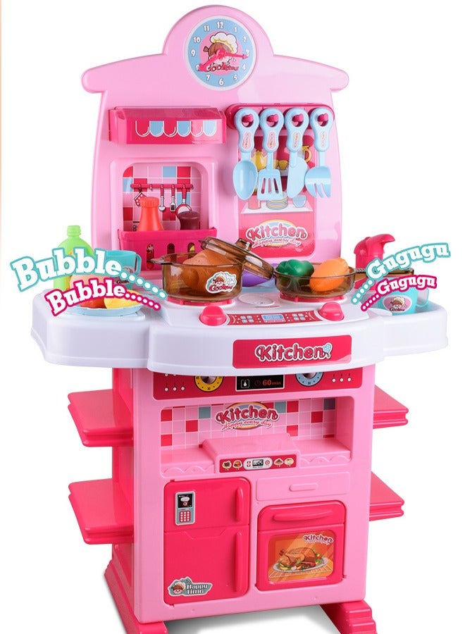 60 PCS Pretend Play Kitchen Toy Set with Realistic Light & Sound - Kids Cooking Playset with Interactive Accessories, Role Play Games for Girls & Boys Ages 3+ - Image 5